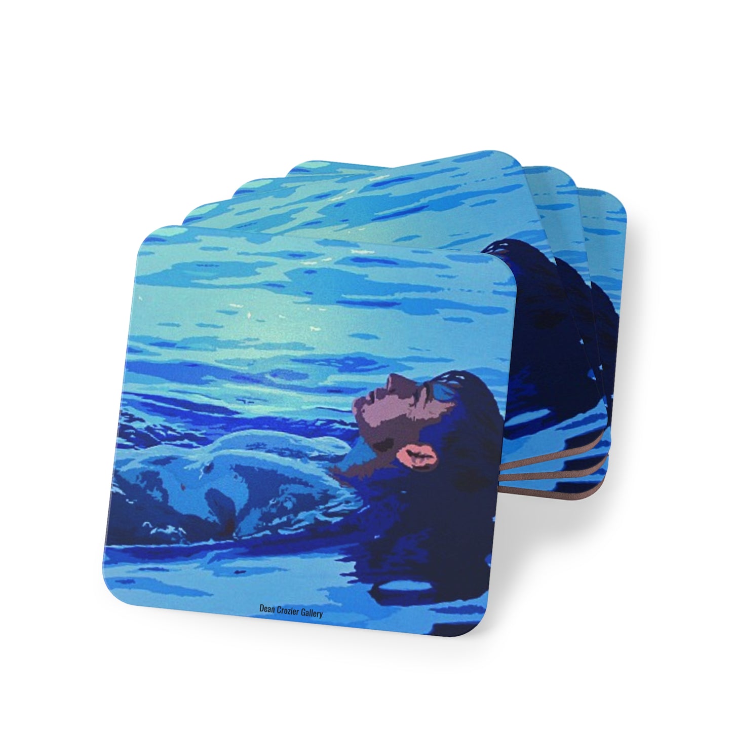 REPOSE WATER a serene blue pool floating coasters — a calm image for a relaxing drink.