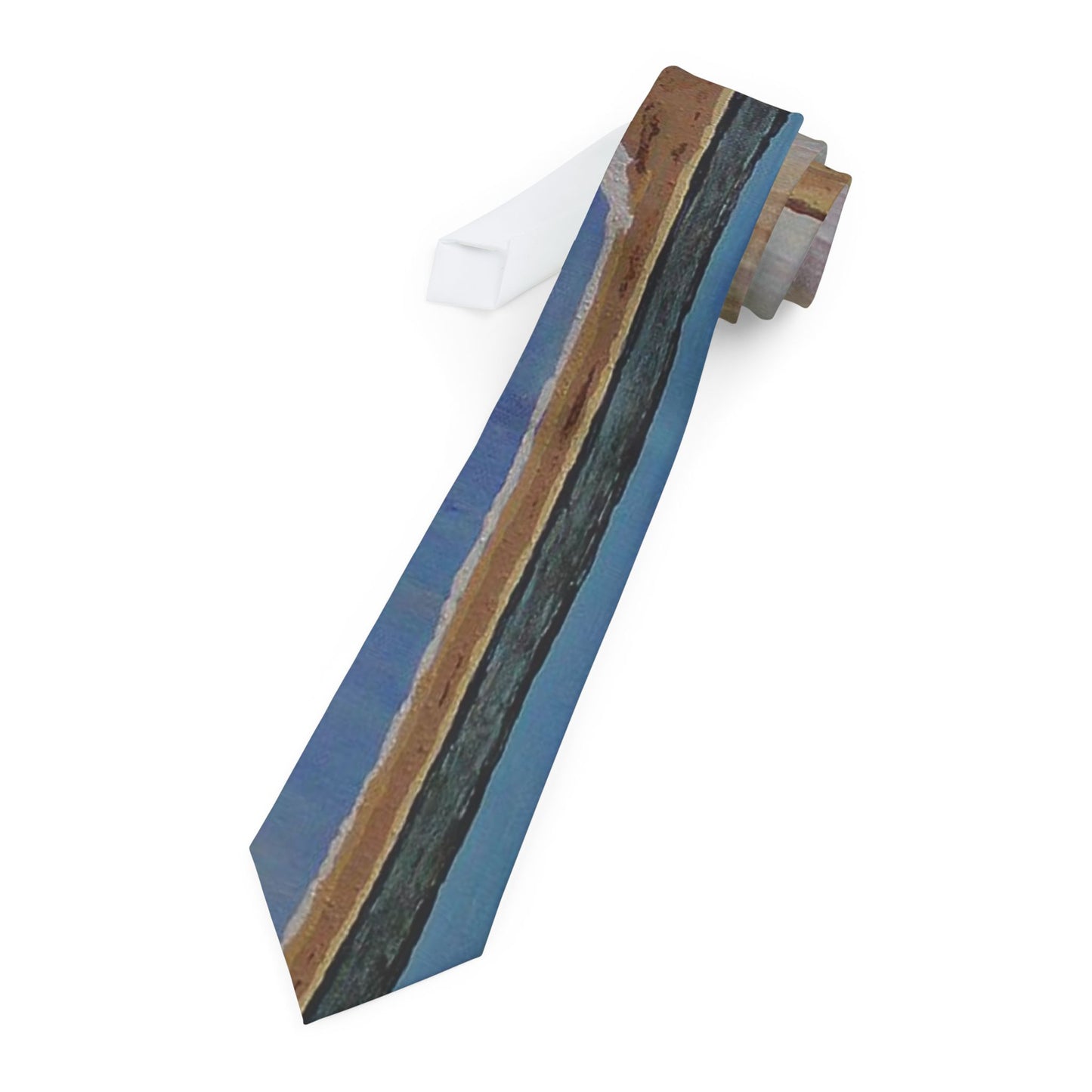 SALT PANS 4 a Western Australian salt pans necktie — Soft blue & sandy tones for a summer tie