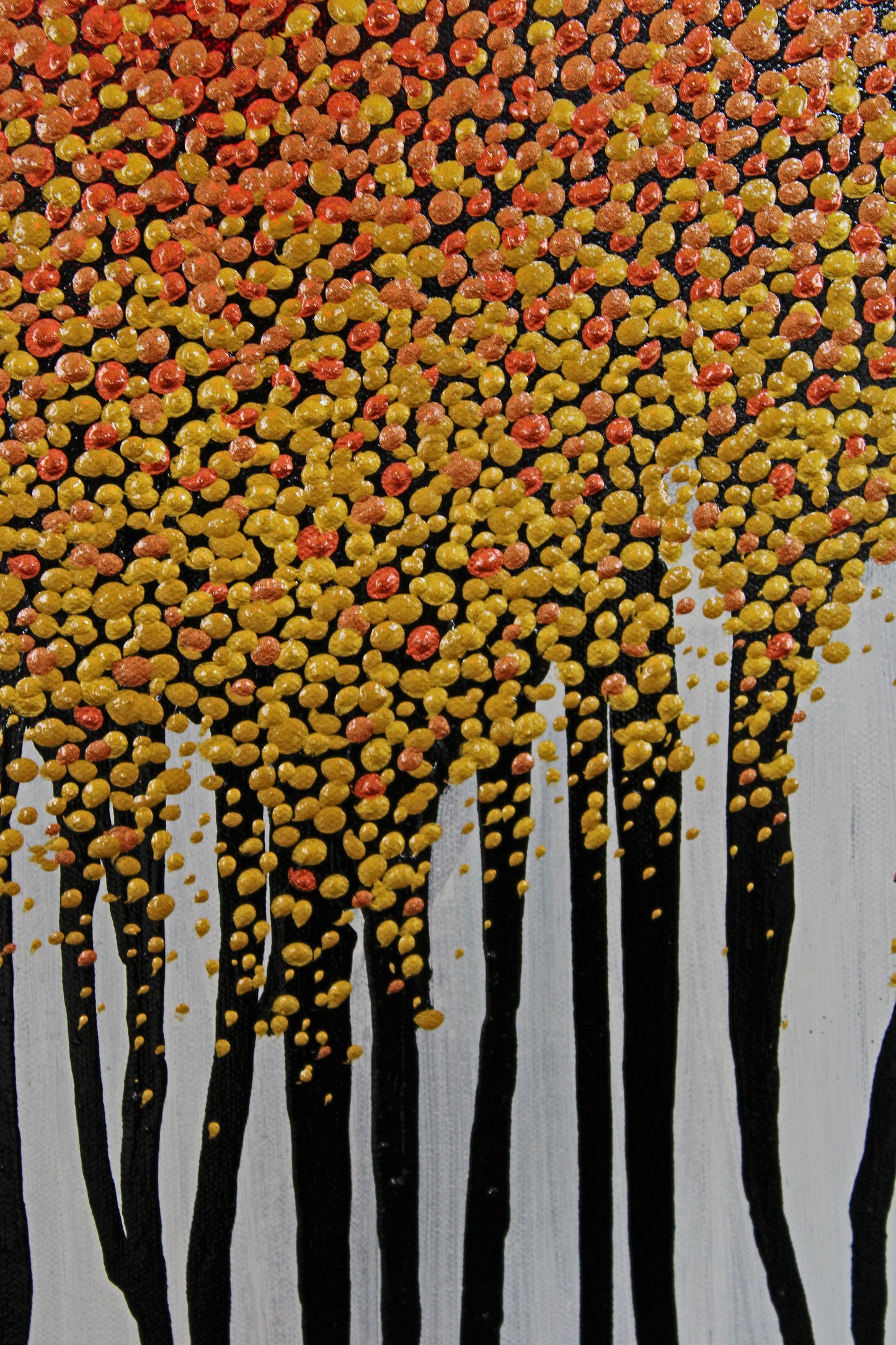 ABSCISSION 1 The quiet & gentle fall of golden leaves in autumn. A modern abstract landscape artwork.