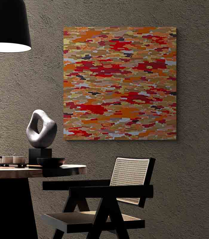 CAMO Camouflage for a disco queen. A modern abstract artwork. Synthetic polymer with gold and copper leaf.