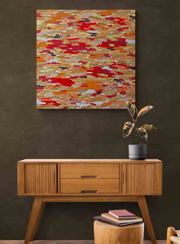 CAMO Camouflage for a disco queen. A modern abstract artwork. Synthetic polymer with gold and copper leaf.