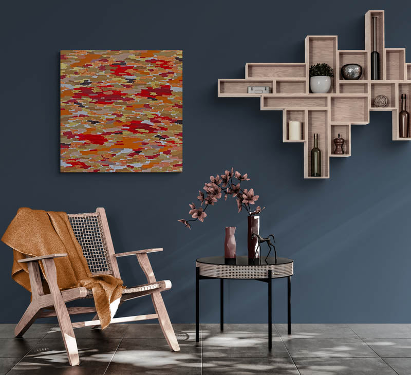 CAMO Camouflage for a disco queen. A modern abstract artwork. Synthetic polymer with gold and copper leaf.