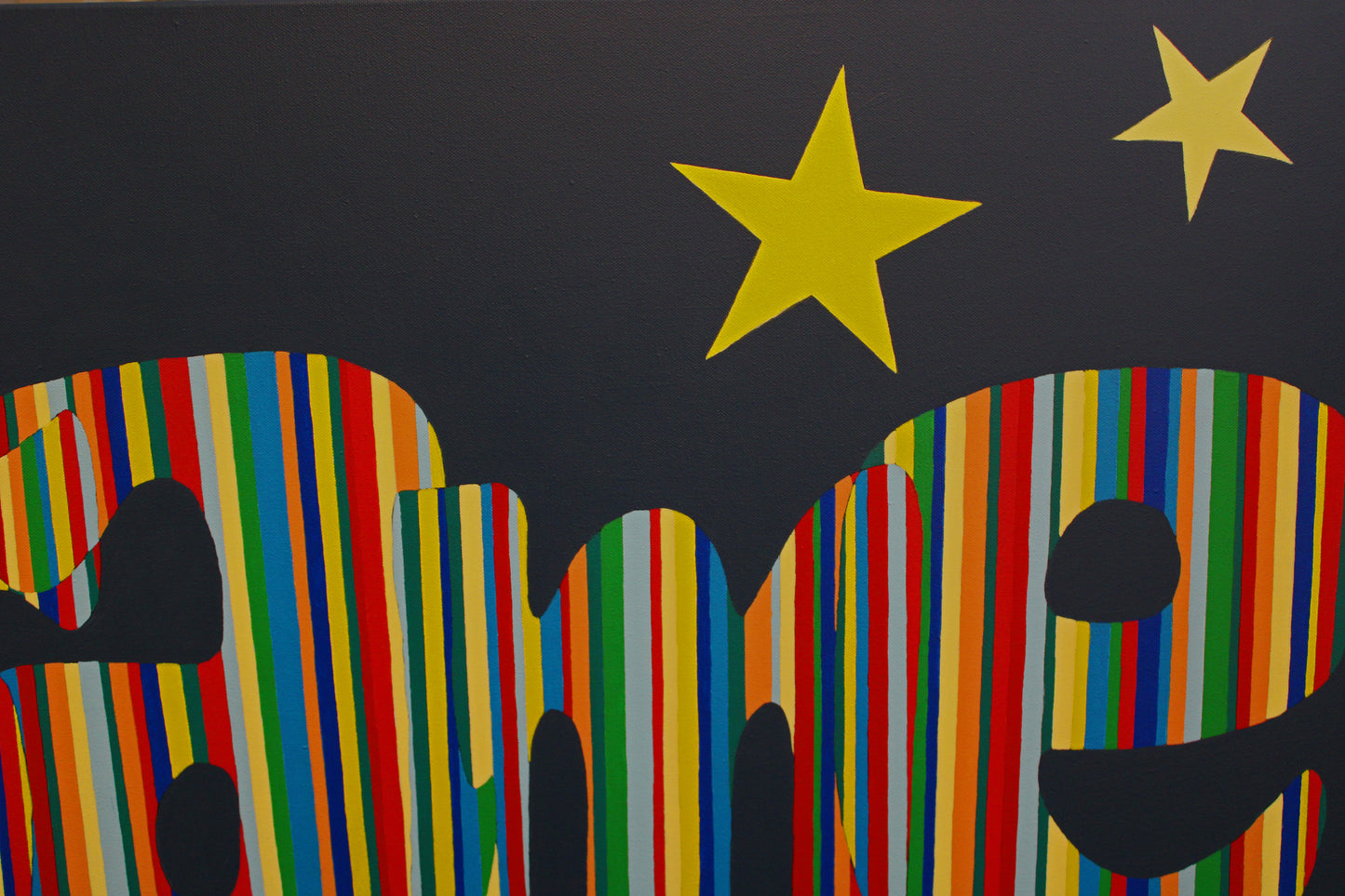 FAME a bold statement abstract painting with strong vibrant colour.