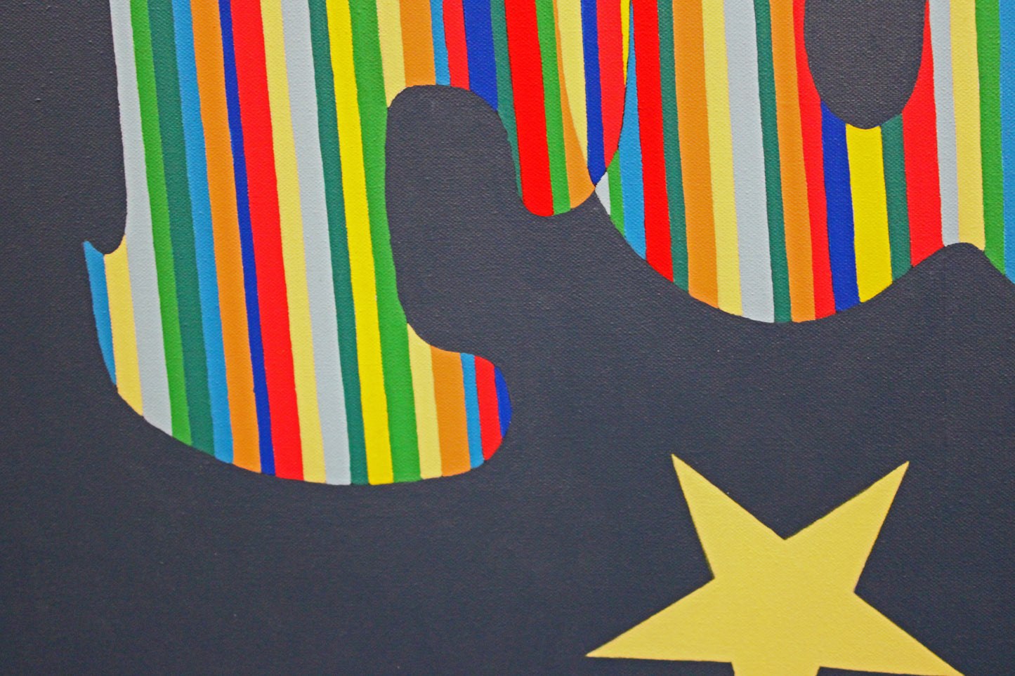 FAME a bold statement abstract painting with strong vibrant colour.