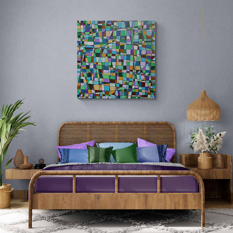 JACARANDA a geometric abstract representation of a glorious jacaranda tree in bloom.