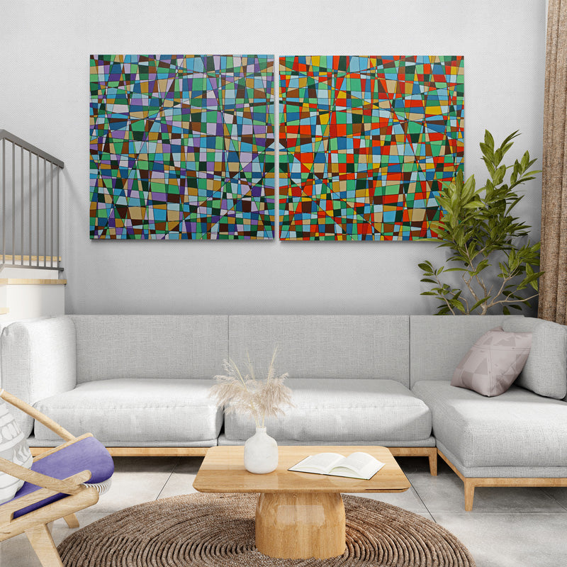 JACARANDA a geometric abstract representation of a glorious jacaranda tree in bloom.