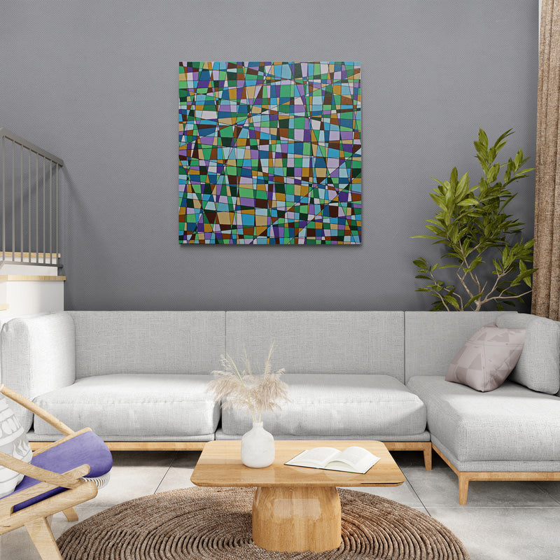 JACARANDA a geometric abstract representation of a glorious jacaranda tree in bloom.