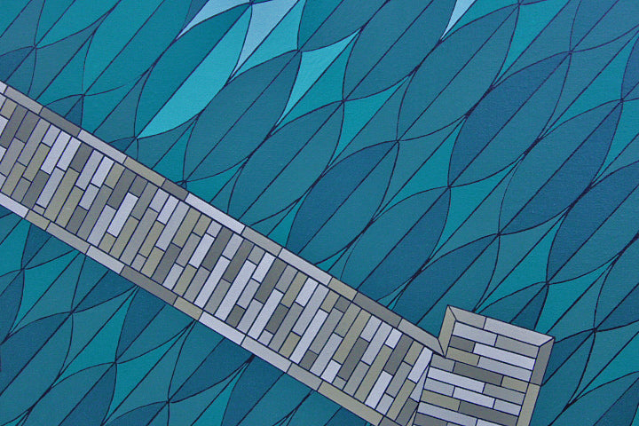 JETTY an abstract landscape depicting gentle waves passing by a wooden jetty.
