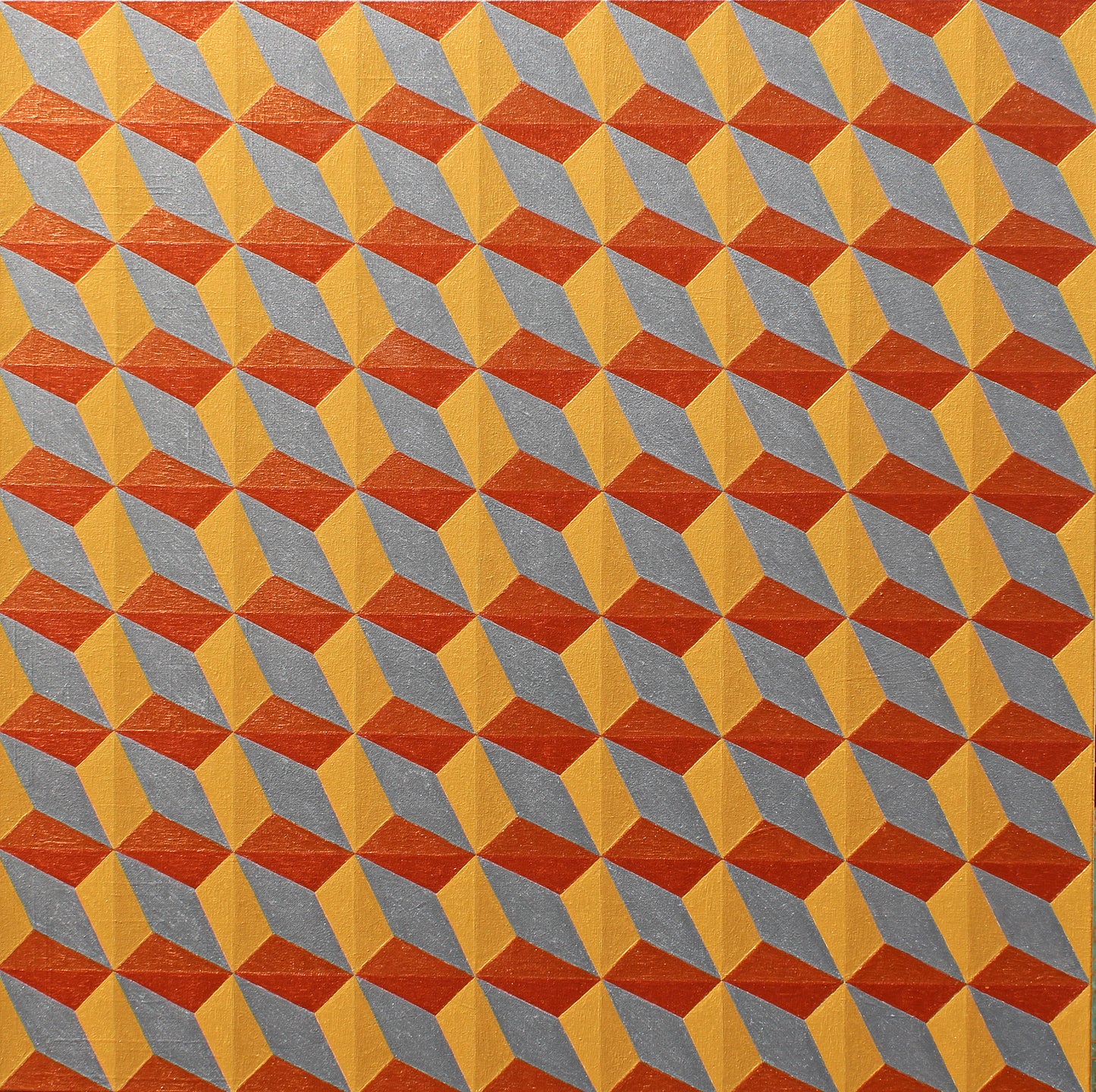 OPTICS 2 metalic paints shimmer over this optical geometric painting.