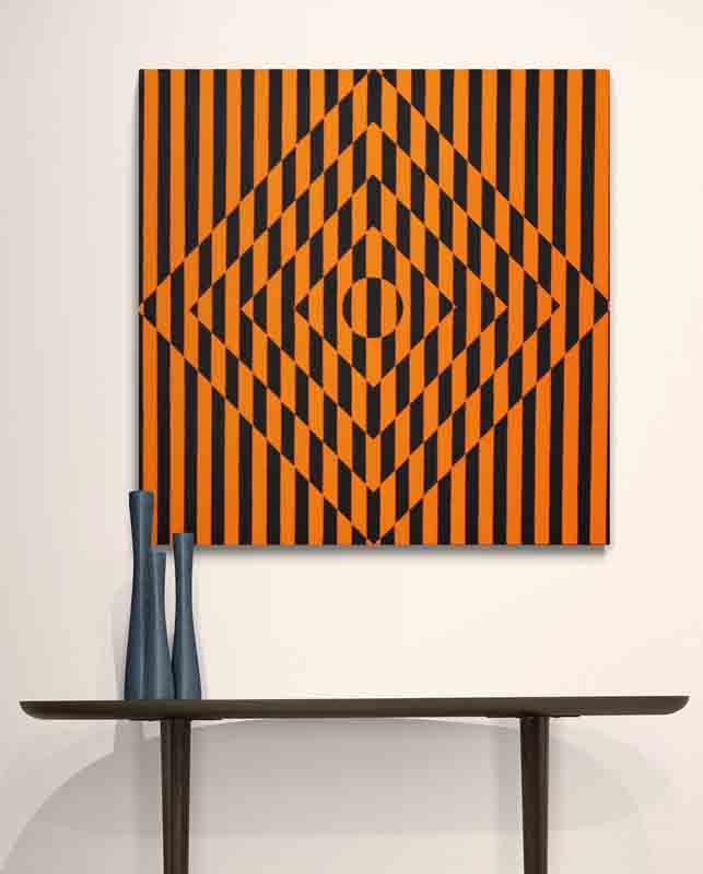 OPTICS 1 a optical geometric abstract in bold blue and orange