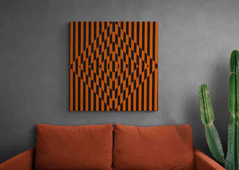 OPTICS 1 a optical geometric abstract in bold blue and orange