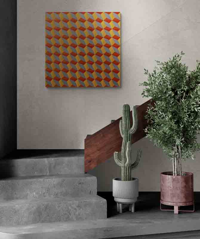 OPTICS 2 metalic paints shimmer over this optical geometric painting.