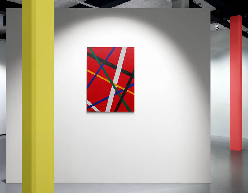 RED a geometric abstract painting to add colour into any decor