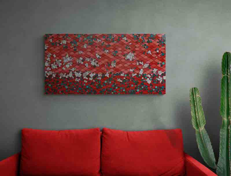RED DESERT a classic Australian desert painted in a geometric abstract style.