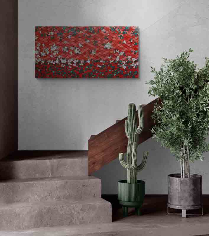 RED DESERT a classic Australian desert painted in a geometric abstract style.
