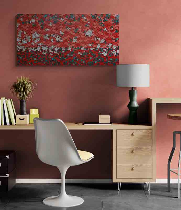 RED DESERT a classic Australian desert painted in a geometric abstract style.
