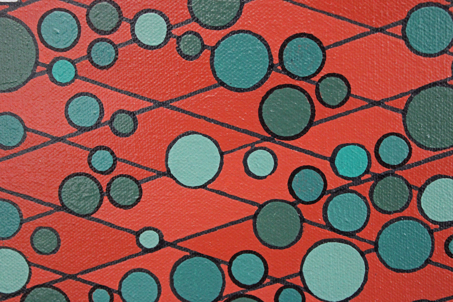RED DESERT a classic Australian desert painted in a geometric abstract style.