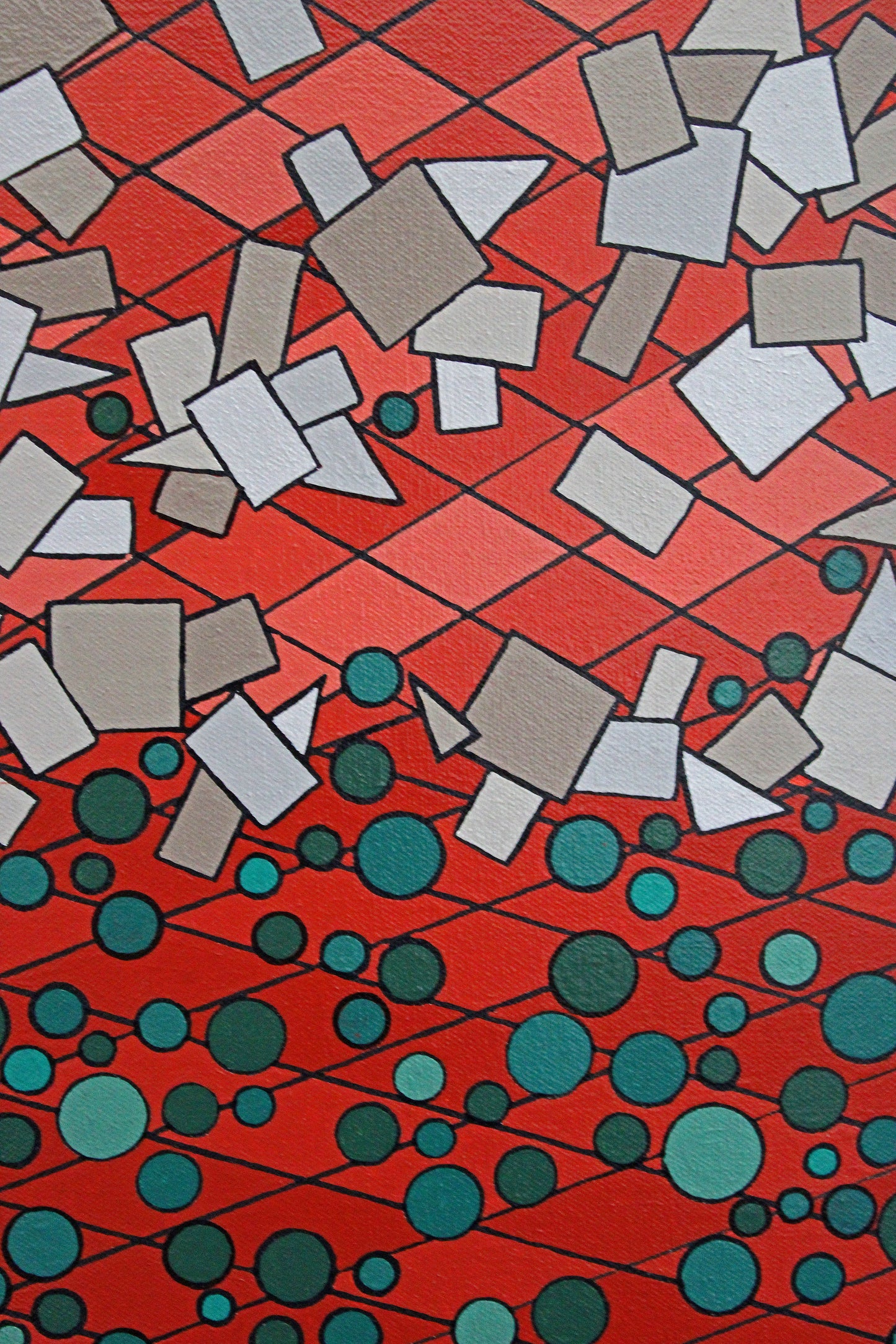 RED DESERT a classic Australian desert painted in a geometric abstract style.
