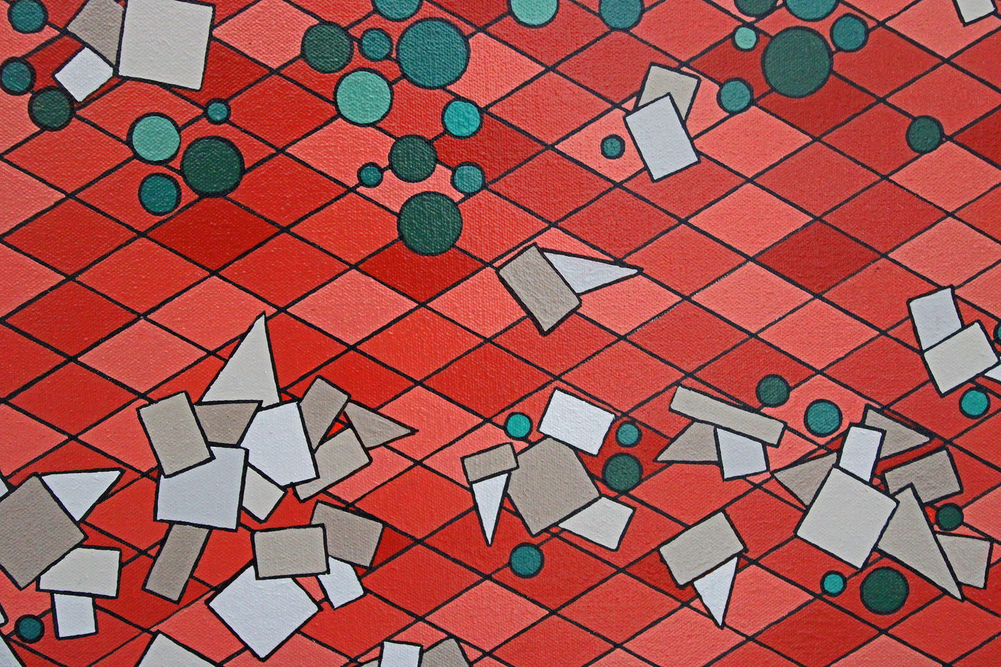 RED DESERT a classic Australian desert painted in a geometric abstract style.
