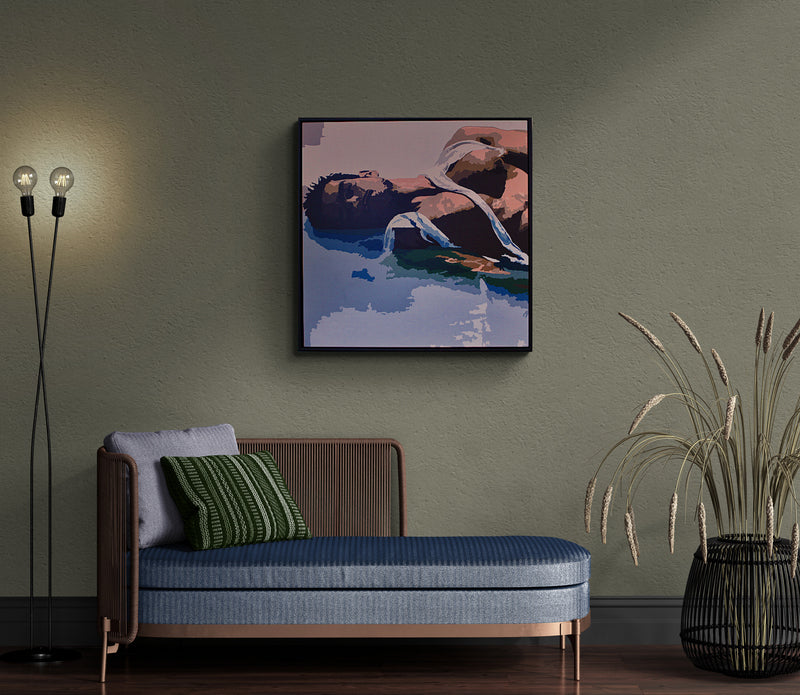 REPOSE SWEAT an abstract portrait that captures a moment of relaxation after a period of heavy exertion.