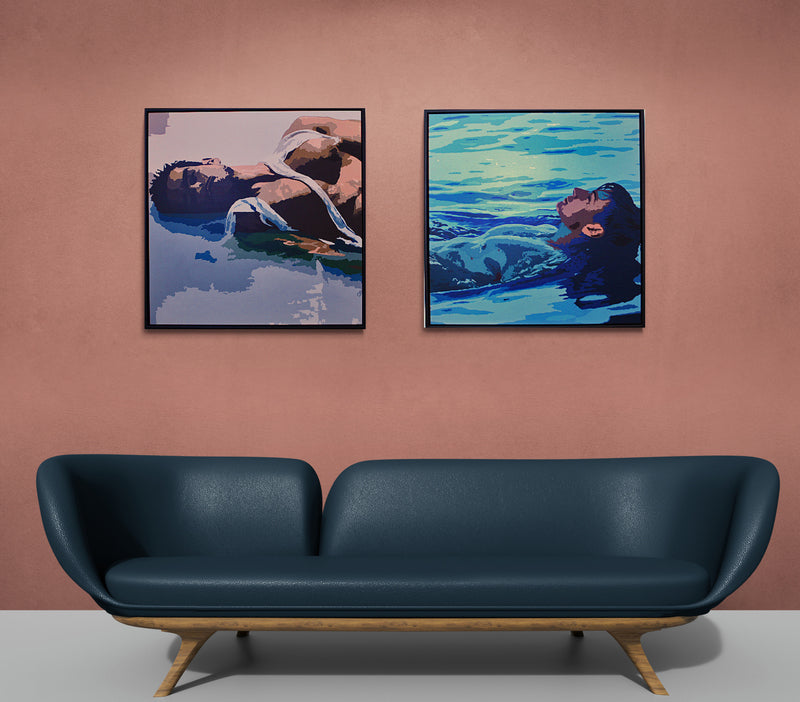 REPOSE SWEAT an abstract portrait that captures a moment of relaxation after a period of heavy exertion.