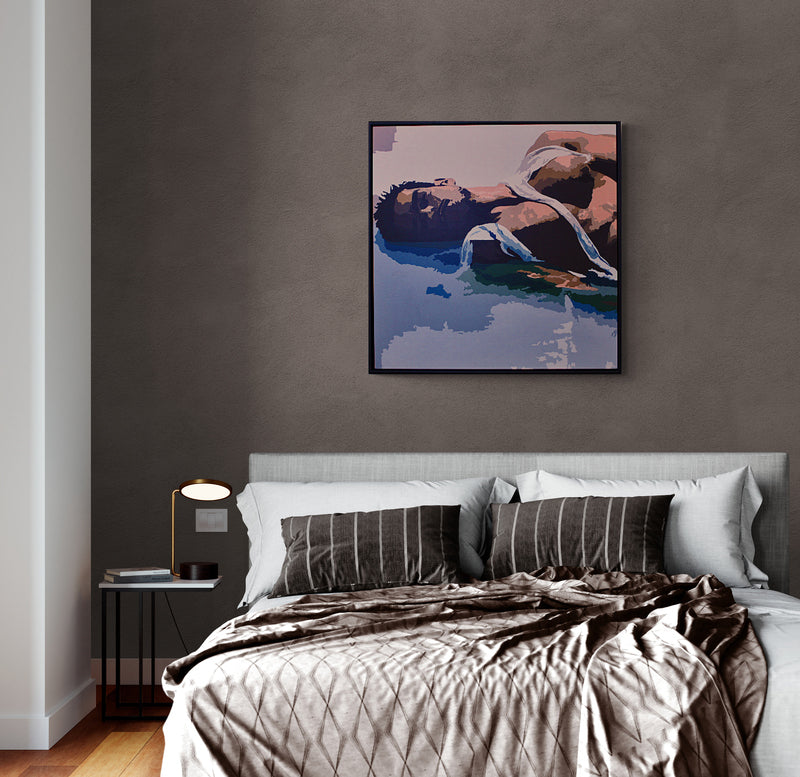 REPOSE SWEAT an abstract portrait that captures a moment of relaxation after a period of heavy exertion.