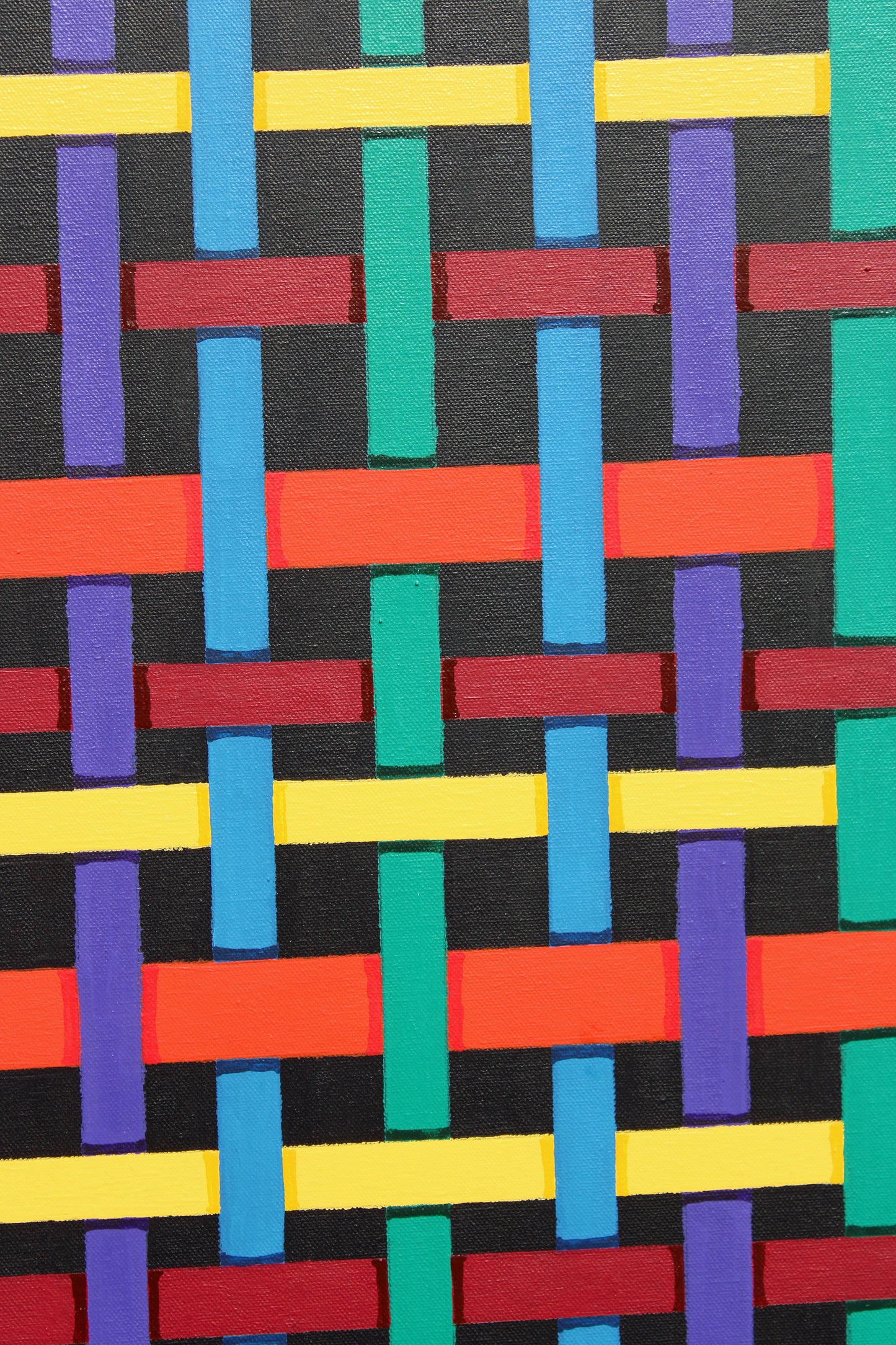 RIBBON ribbons of colour weave across the canvas like a magnified cloth.