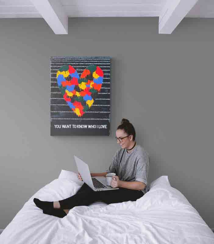 YOU WANT TO KNOW WHO I LOVE a strong statement artwork with a beautiful image.