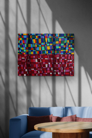 ANGER RISING the balance of suppressed rage and exterior calm. A geometric abstract artwork.