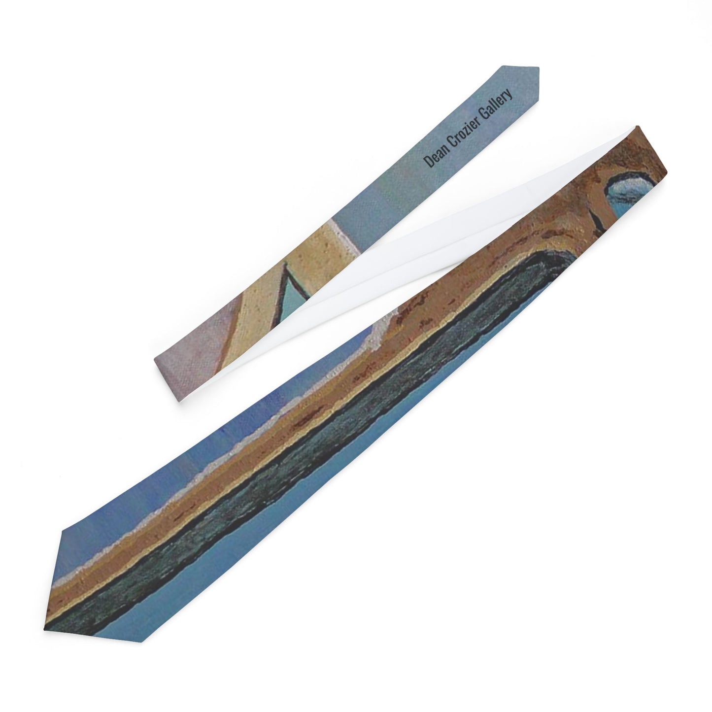 SALT PANS 4 a Western Australian salt pans necktie — Soft blue & sandy tones for a summer tie