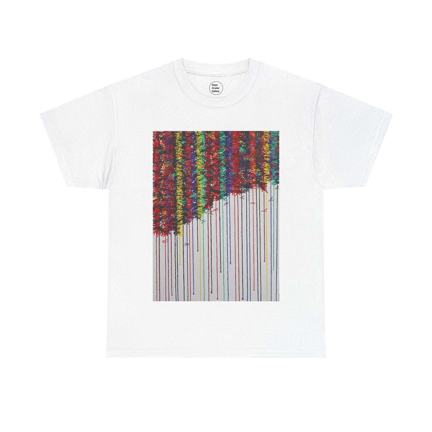 KNOT is an exploration of the bonds that tie a friendship together over time. Painted in bold strong colours that drip down the canvas on this joyful art T-shirt.