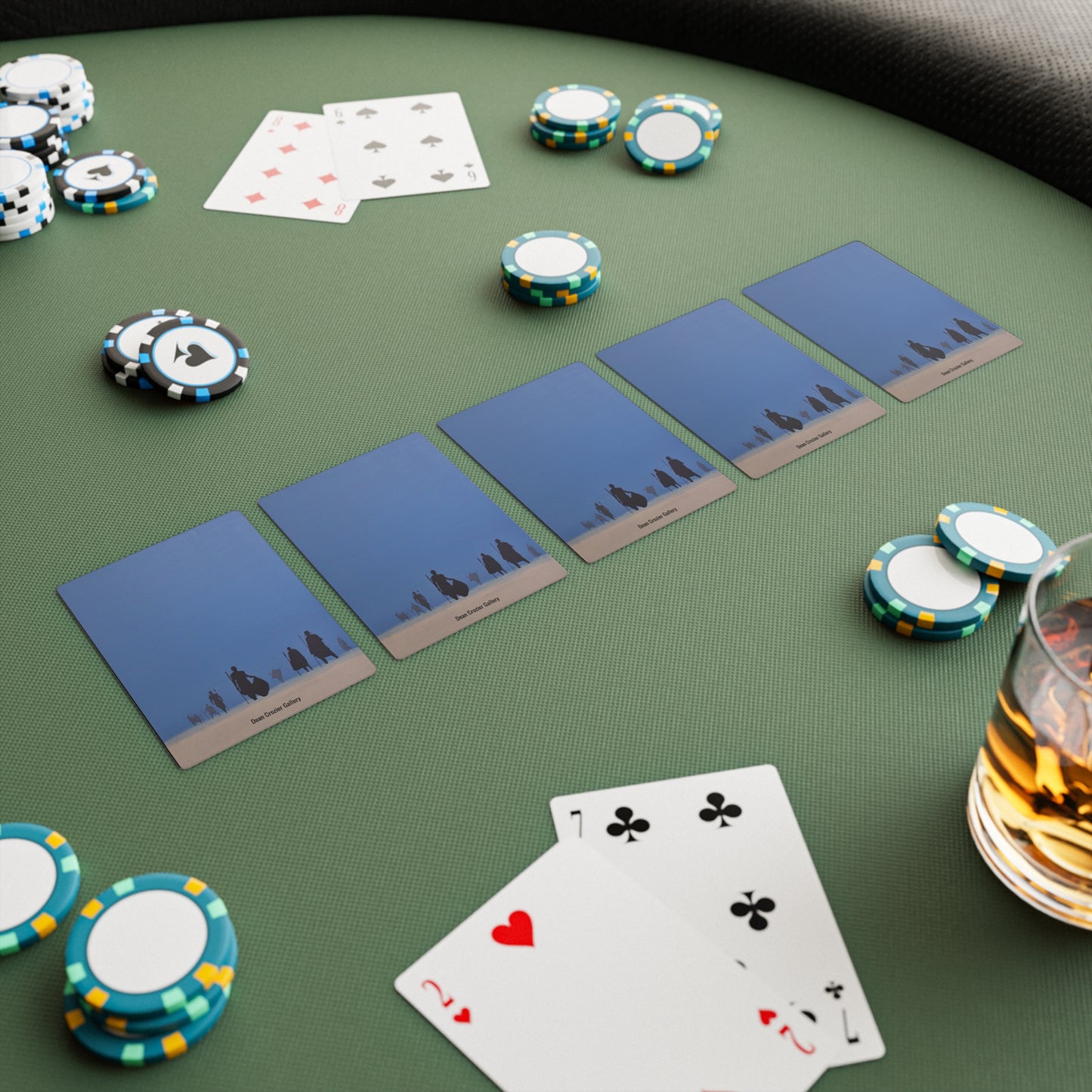 THE WARRIORS — African warriors silhouetted in a hot summer desert form the bases of these artwork playing cards.