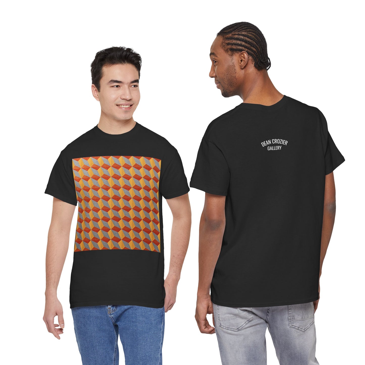 OPTICS 2 repetitive cubes rise or fall in this optical artwork on this art t-shirt.