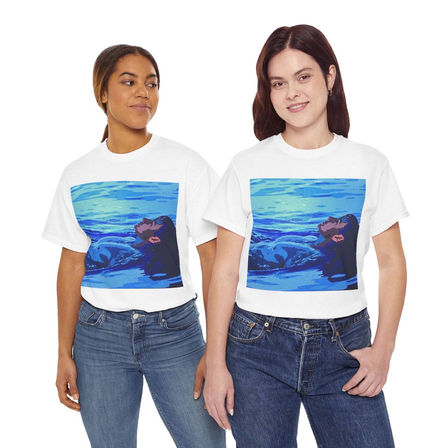 REPOSE - WATER this T-shirt features a male figure floats on a pool of cool water in this abstract portrait from the Dean Crozier Gallery.