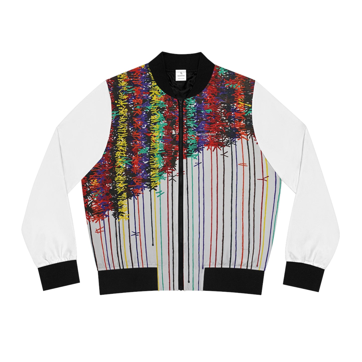 KNOT a painting exploring memory on this art women's bomber jacket —designed by artist Dean Crozier