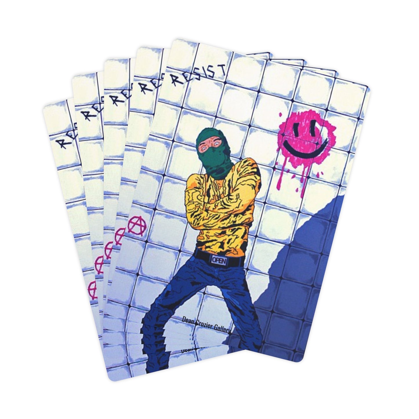 HAPPY PLACE  Comic Art Playing Cards — a bright punk stranger in straitjacket dances in a padded cell by artist Dean Crozier