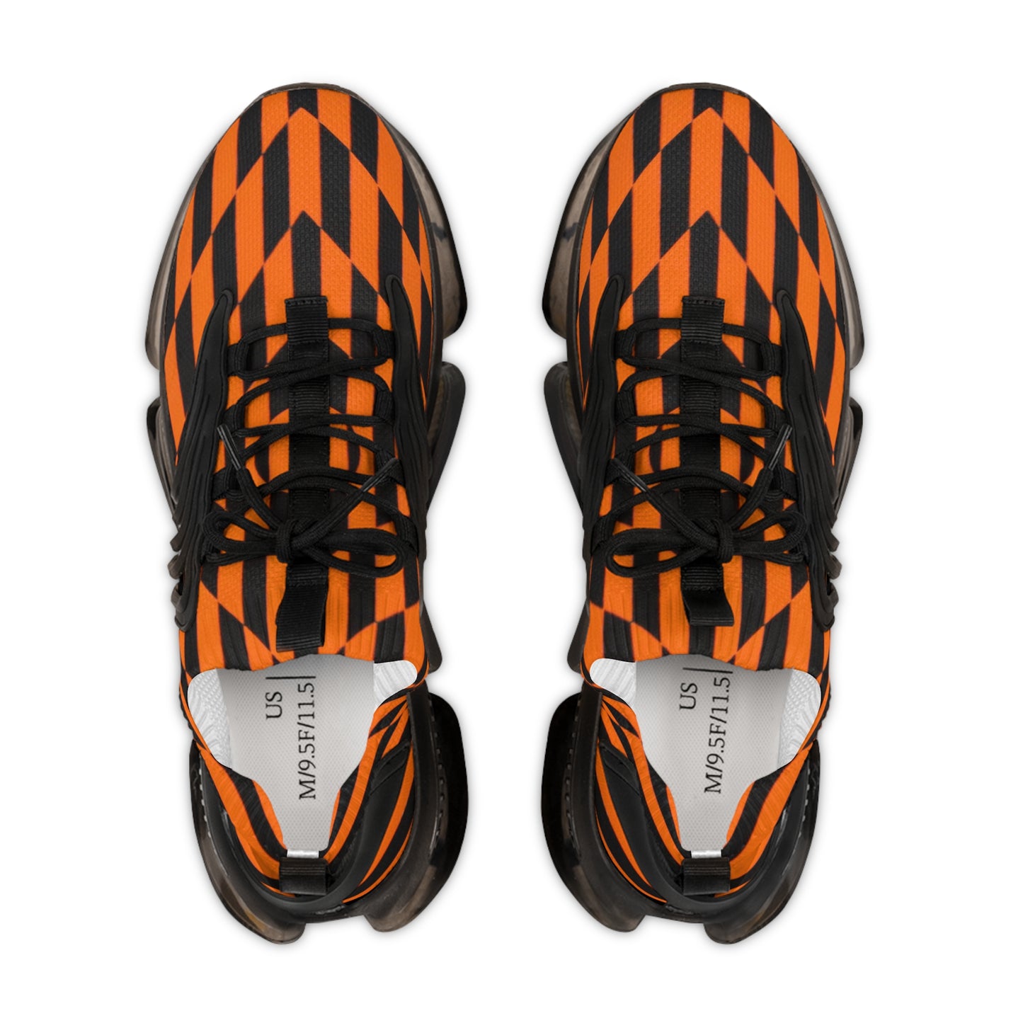 OPTICS 1 these bold blue & orange striped men's mesh sneakers featuring the artwork of Dean Crozier creates a vibrant athletic shoes