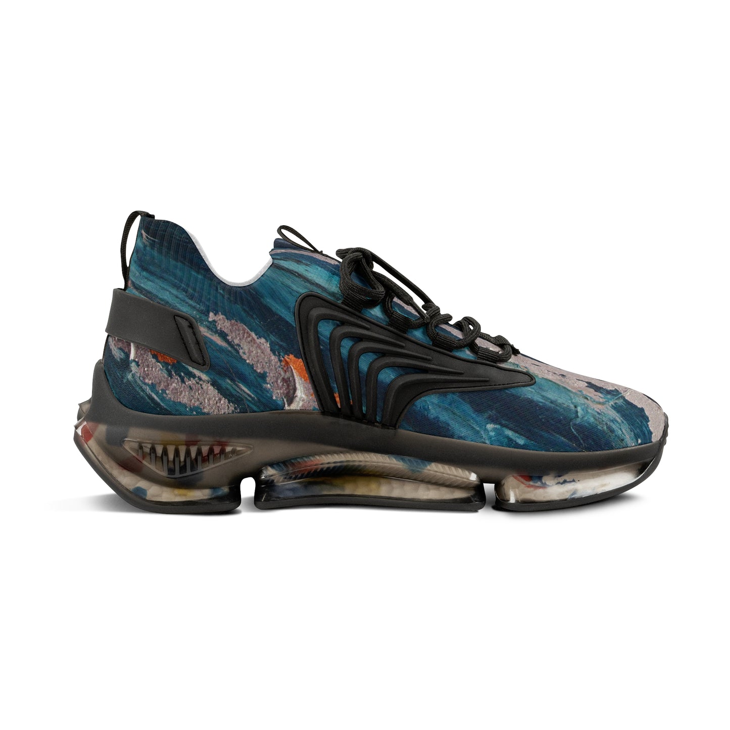 SILVER STREAK a blue & silver abstract mesh sneakers — electric streaks blend with this statement men's sneaker.
