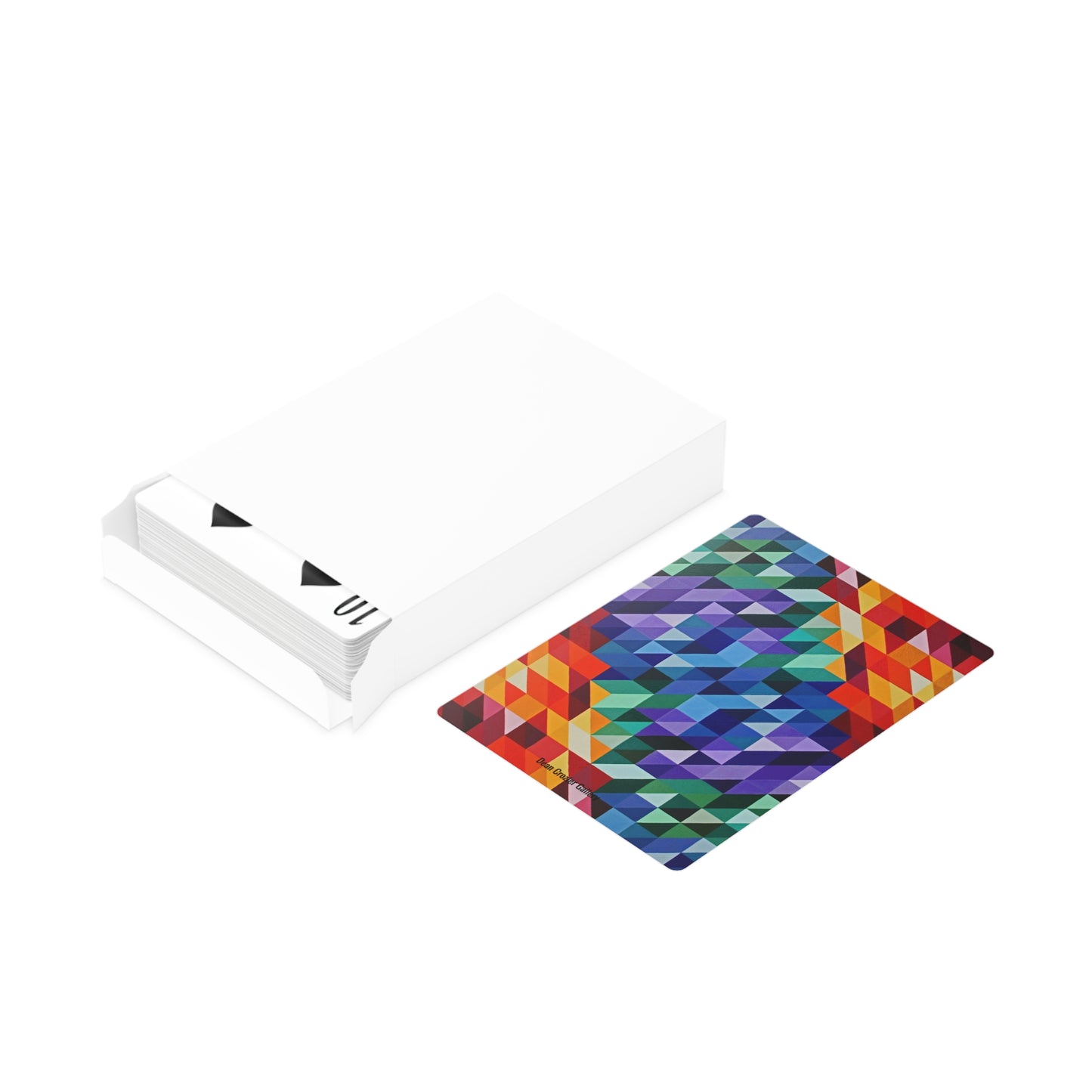 W.C. by Dean Crozier a geometric abstract of triangles and colour on these beautiful playing cards.