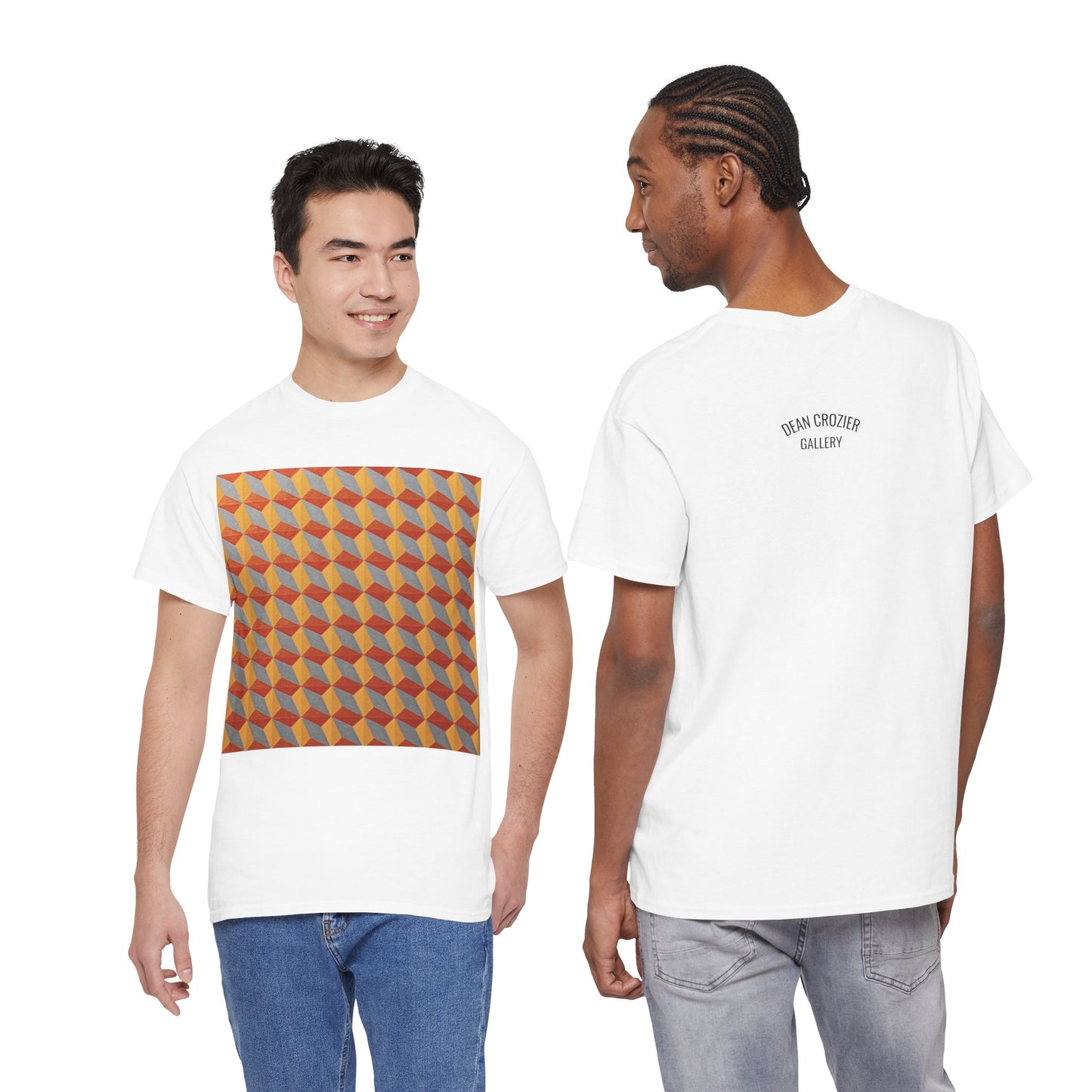 OPTICS 2 repetitive cubes rise or fall in this optical artwork on this art t-shirt.