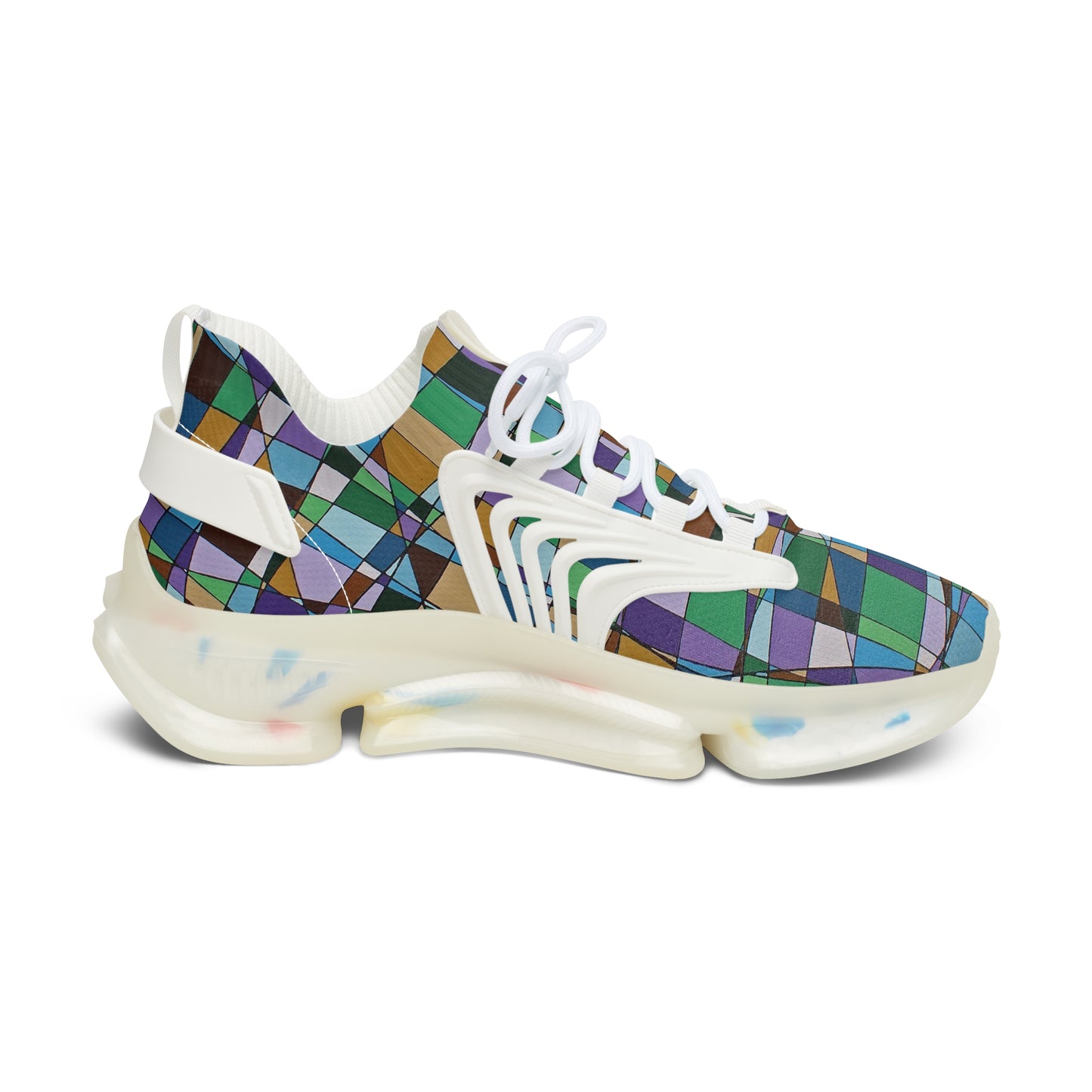 Jacaranda  Women's Mesh Sneakers — light casual purples  in this abstract floral design