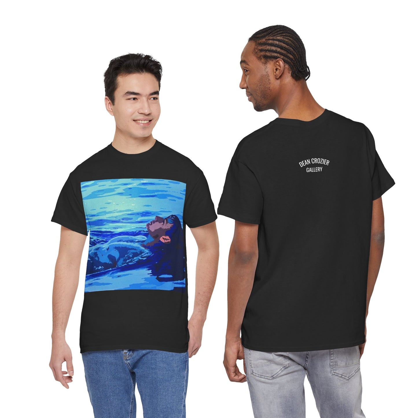 REPOSE - WATER this T-shirt features a male figure floats on a pool of cool water in this abstract portrait from the Dean Crozier Gallery.