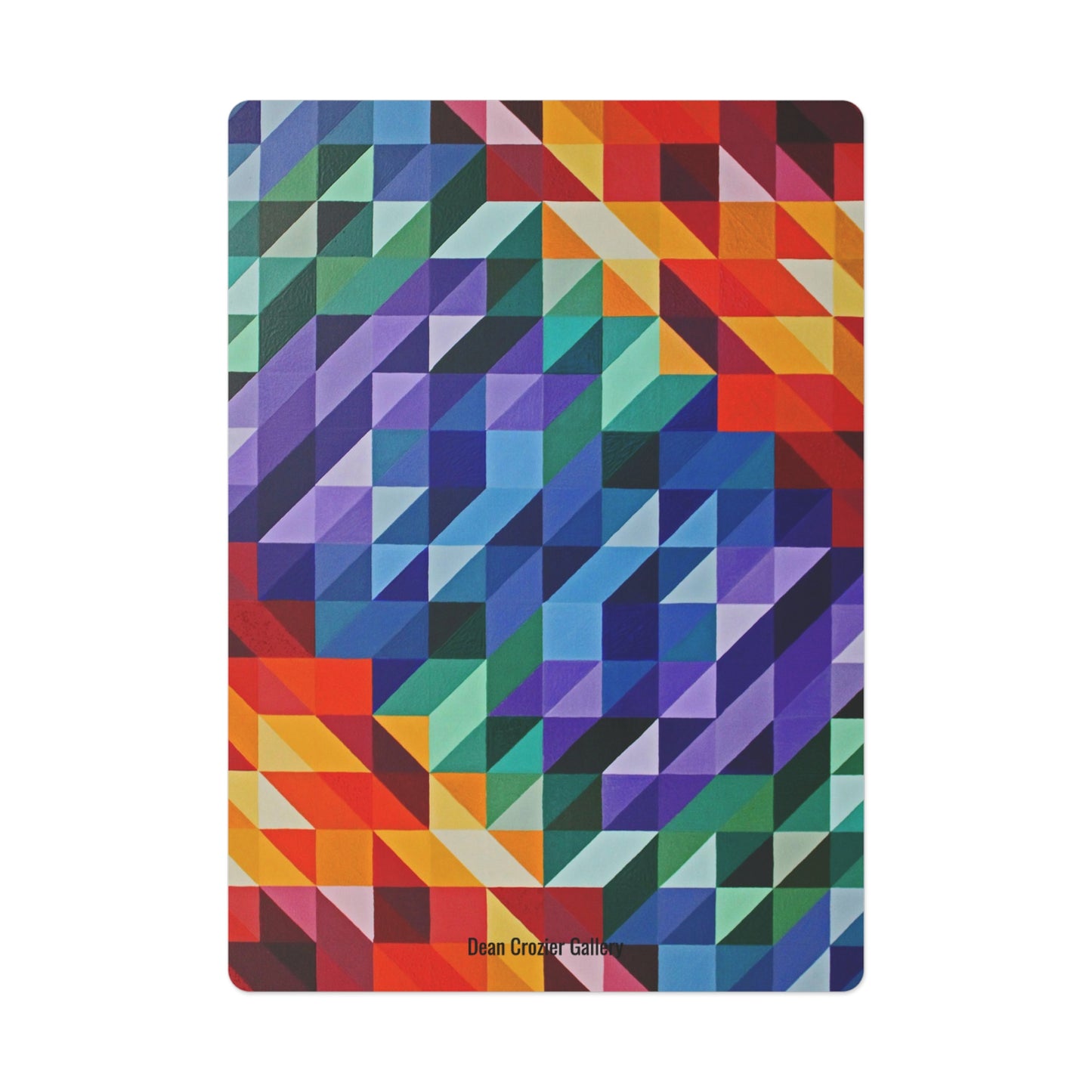 W.C. by Dean Crozier a geometric abstract of triangles and colour on these beautiful playing cards.