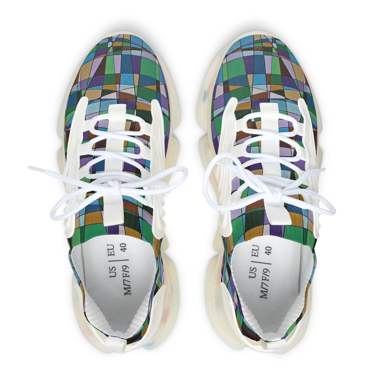 Jacaranda  Women's Mesh Sneakers — light casual purples  in this abstract floral design