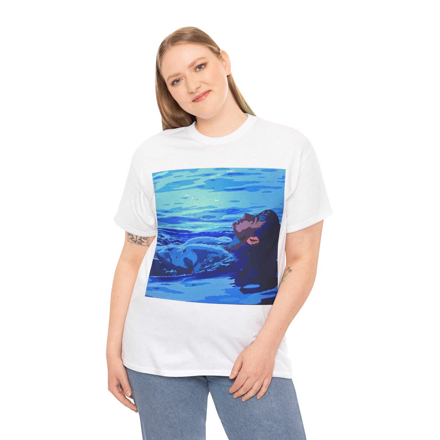 REPOSE - WATER this T-shirt features a male figure floats on a pool of cool water in this abstract portrait from the Dean Crozier Gallery.