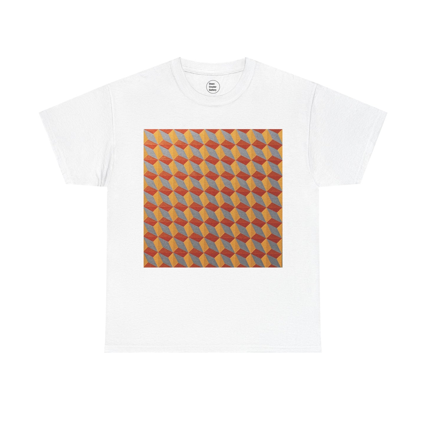 OPTICS 2 repetitive cubes rise or fall in this optical artwork on this art t-shirt.