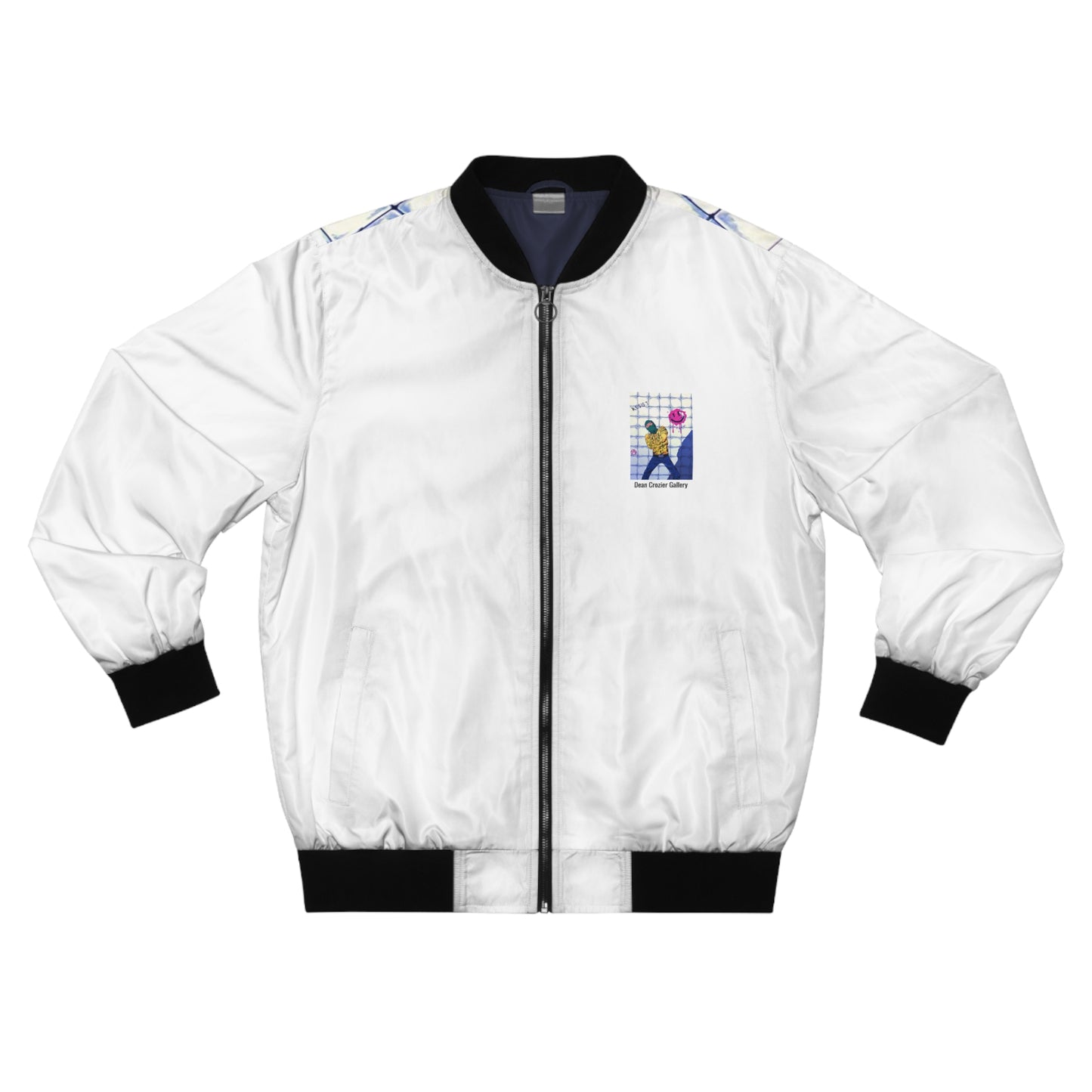 Casual Bomber Jacket — HAPPY PLACE is a quirky comic book design on this artist styled bomber jacket