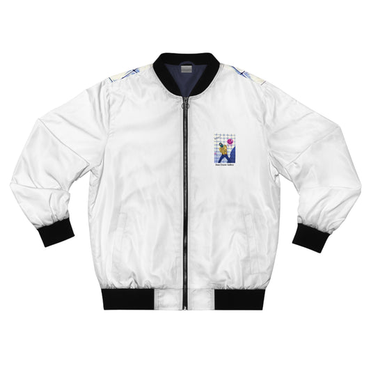 Casual Bomber Jacket — HAPPY PLACE is a quirky comic book design on this artist styled bomber jacket
