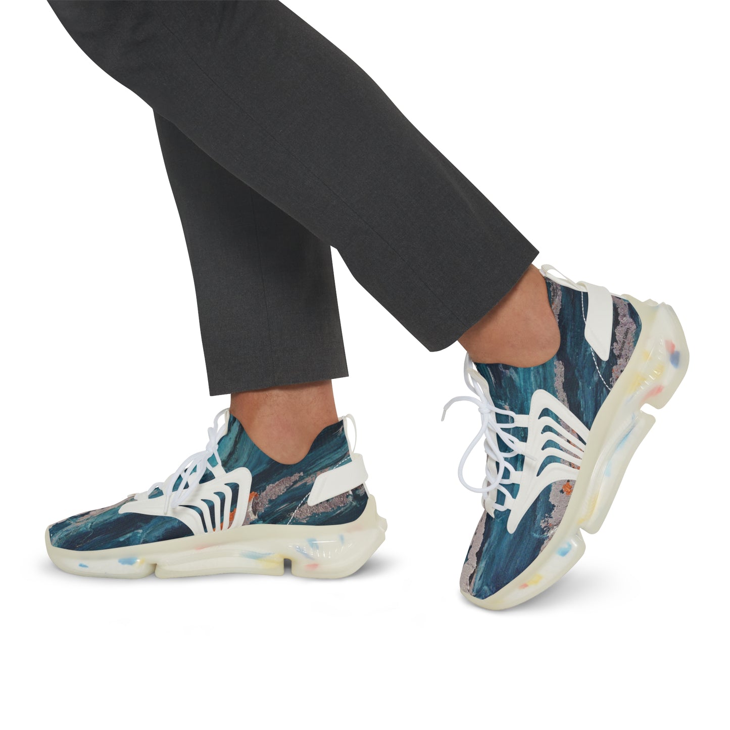 SILVER STREAK a blue & silver abstract mesh sneakers — electric streaks blend with this statement men's sneaker.