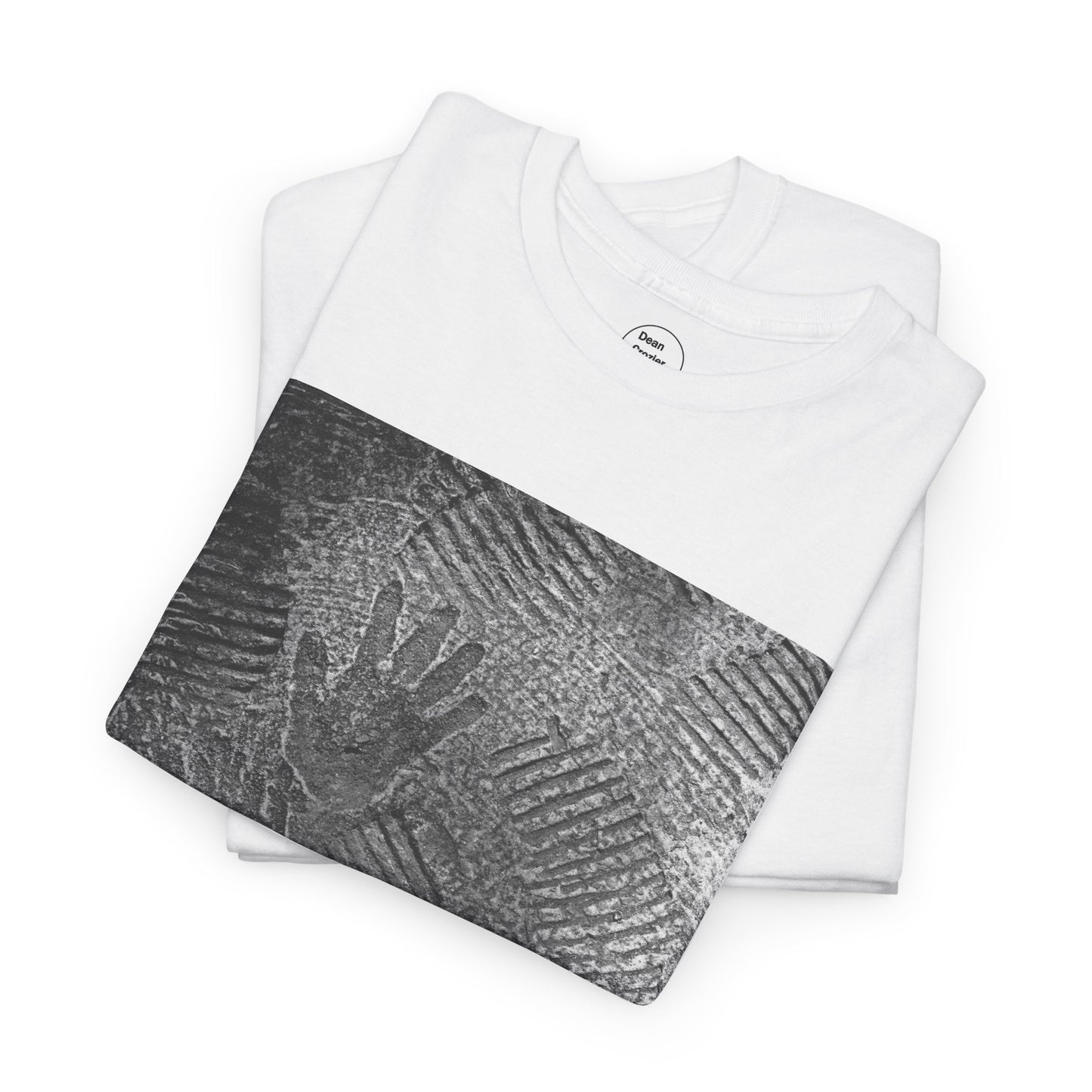 FOOTPATH is a photograph of footprints and hands placed into a wet cement footpath. creating a moment of modern life on this art T-shirt.